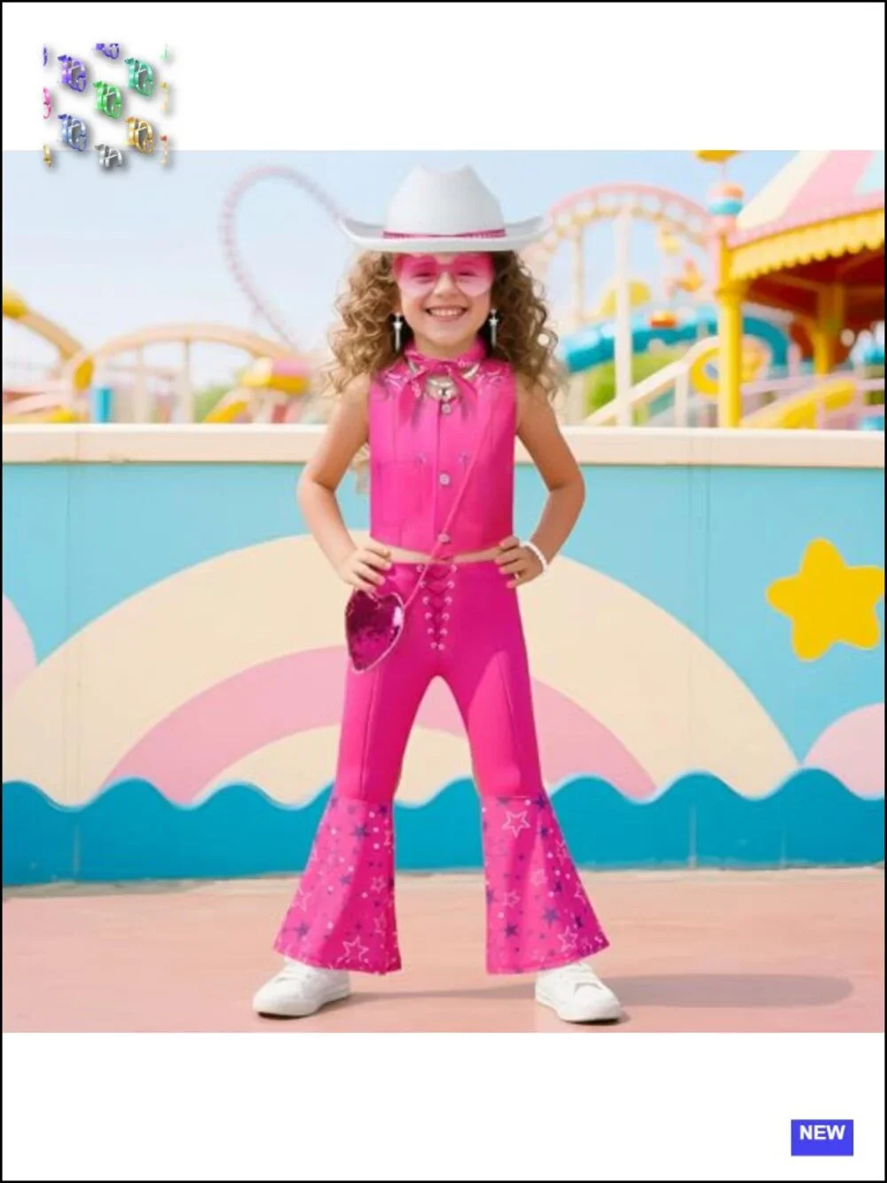 Cowgirl Costume Kids Western Rodeo Dress Up Outfit Halloween Cosplay 10-Piece